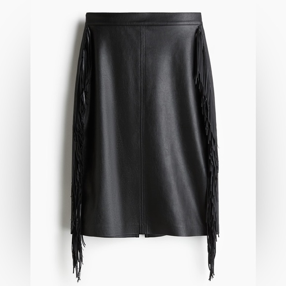 H&M NWT COATED SKIRT WITH FRINGE - Picture 6 of 7